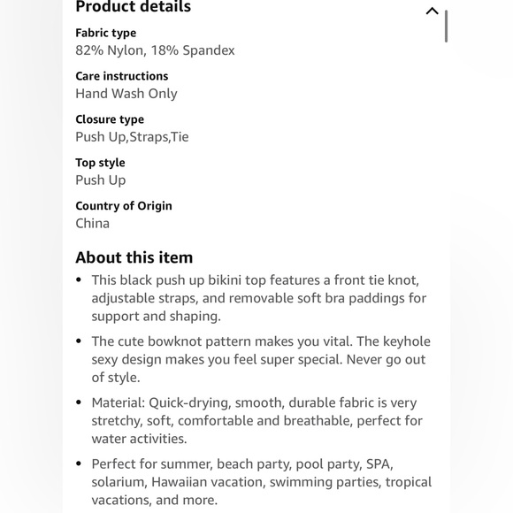 Tempt Me Large Black Bikini Swim Top Push-Up with Front Tie Knot - Picture 8 of 9